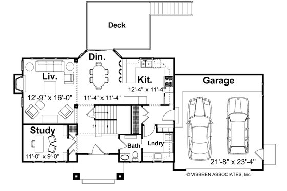 Floor Plan - Main Floor for Farmhouse House Plan #928-6 - 3 bed, 2.5 bath