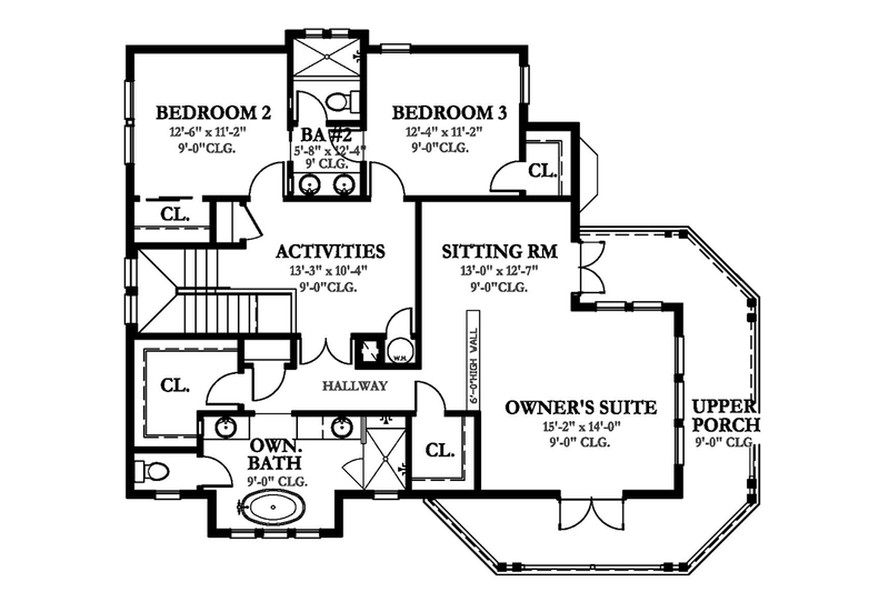Home Plan - Floor Plan - Upper Floor for Country House Plan #1058-149 - 4 bed, 4.5 bath