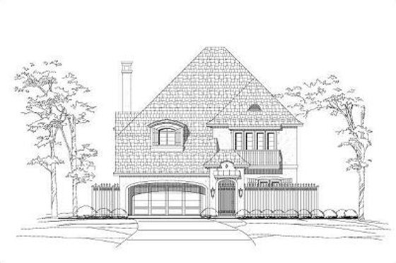 Exterior - Front Elevation for European House Plan #411-710 - 4 bed, 3.5 bath