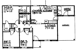 Floor Plan - Main Floor for Ranch House Plan #30-243 - 3 bed, 2 bath