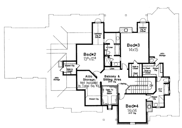 Dream House Plan - Country Floor Plan - Upper Floor Plan #310-1047