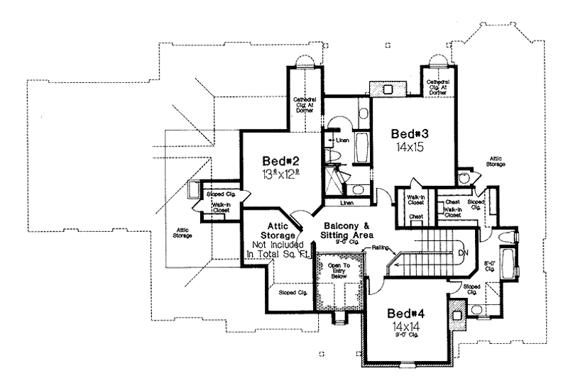 Home Plan - Floor Plan - Upper Floor for Country House Plan #310-1047 - 4 bed, 3.5 bath