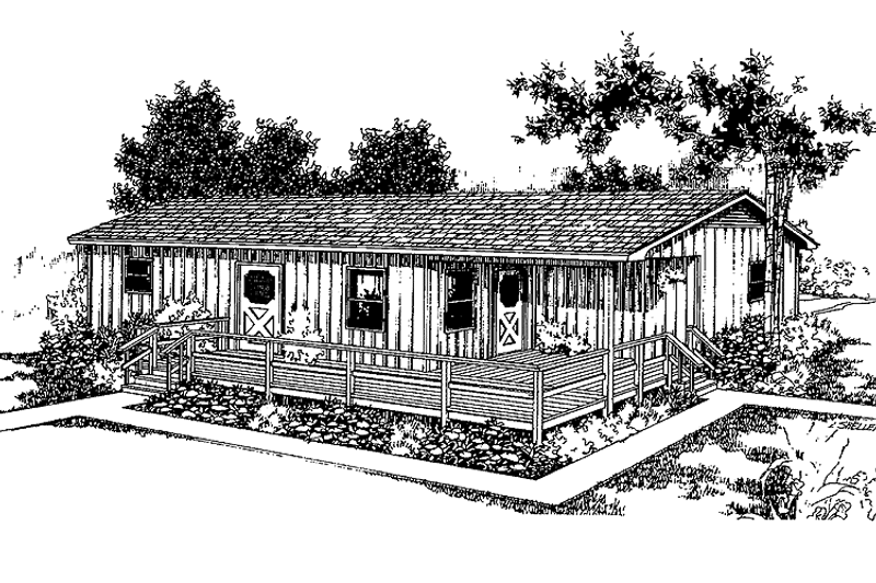 Architectural House Design - Exterior - Front Elevation 3 for Country House Plan #60-828 - 3 bed, 1 bath