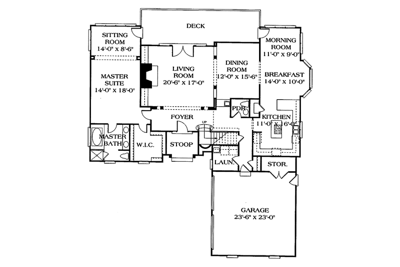 Architectural House Design - Floor Plan - Main Floor for Traditional House Plan #453-220 - 3 bed, 2.5 bath