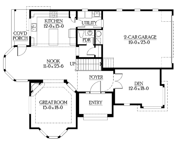Architectural House Design - Craftsman Floor Plan - Main Floor Plan #132-314