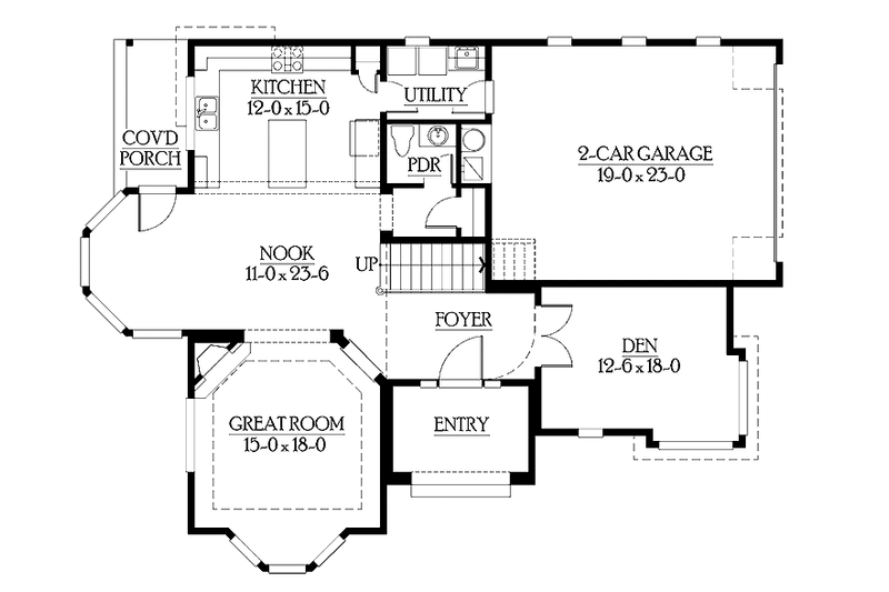 Home Plan - Floor Plan - Main Floor for Craftsman House Plan #132-314 - 3 bed, 2.5 bath
