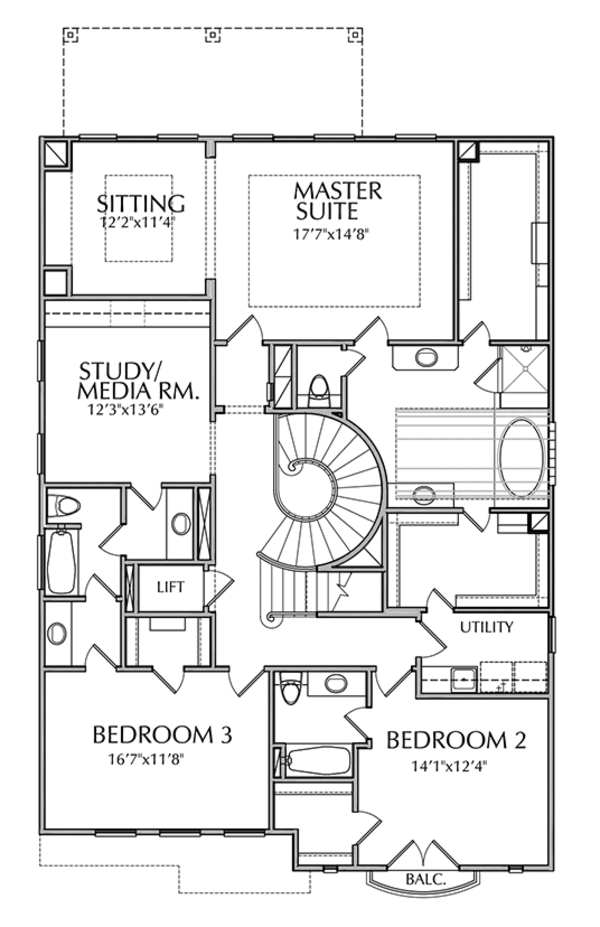 House Blueprint - Mediterranean Floor Plan - Upper Floor Plan #1021-15
