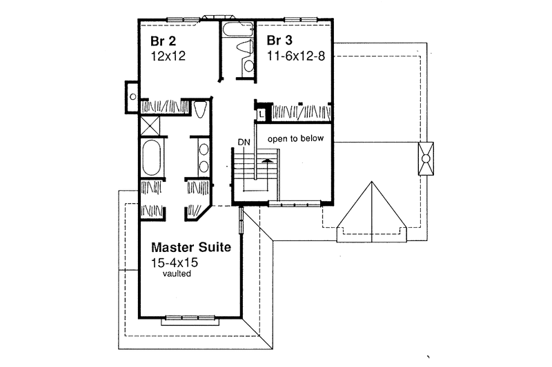 Home Plan - Floor Plan - Upper Floor for Prairie House Plan #320-1123 - 3 bed, 2.5 bath
