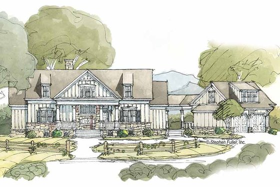 Exterior - Front Elevation 3 for Country House Plan #429-381 - 3 bed, 3.5 bath
