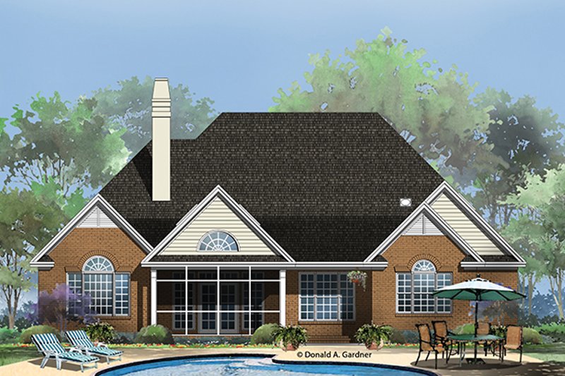 Architectural House Design - Exterior - Rear Elevation 1 for European House Plan #929-964 - 3 bed, 2.5 bath