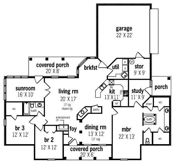 Traditional Floor Plan - Main Floor Plan #45-309