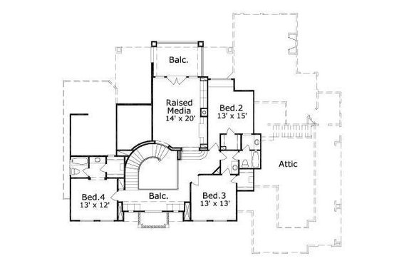 Floor Plan - Upper Floor for European House Plan #411-410 - 4 bed, 3.5 bath