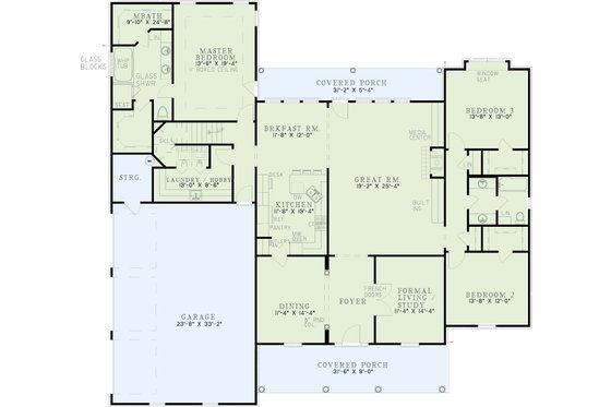 Floor Plan - Main Floor for Craftsman House Plan #17-244 - 5 bed, 3 bath