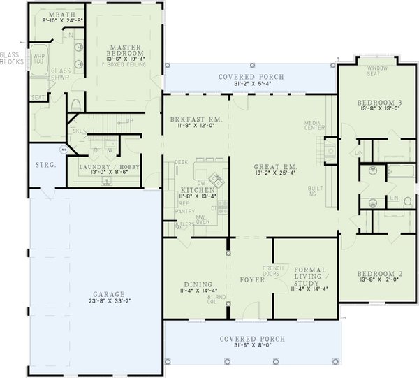 House Plan Design - Craftsman Floor Plan - Main Floor Plan #17-244