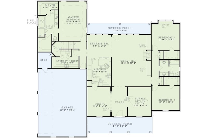 Home Plan - Floor Plan - Main Floor for Craftsman House Plan #17-244 - 5 bed, 3 bath