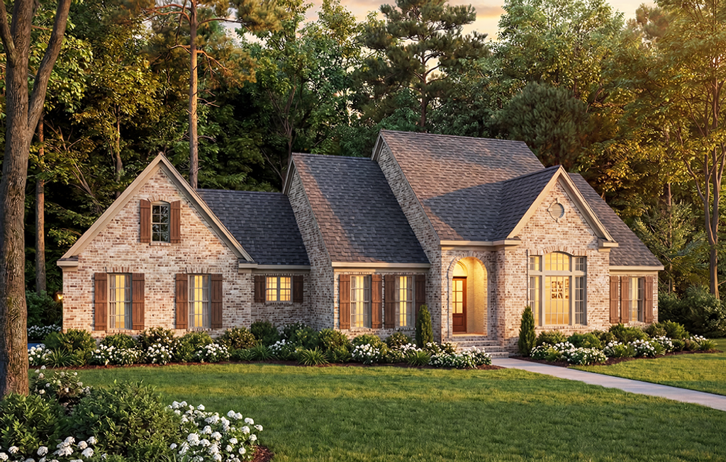 Exterior - Front Elevation 2 for European House Plan #406-182 - 3 bed, 2 bath