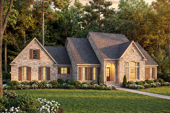 Exterior - Front Elevation for European House Plan #406-182 - 3 bed, 2 bath