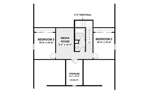 Floor Plan - Upper Floor for Cottage House Plan #56-627 - 3 bed, 2.5 bath