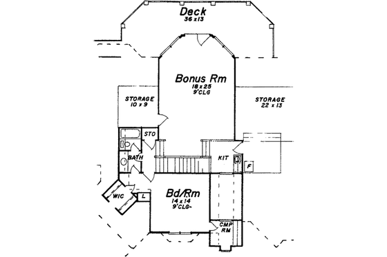 Floor Plan - Upper Floor for European House Plan #52-177 - 3 bed, 3.5 bath