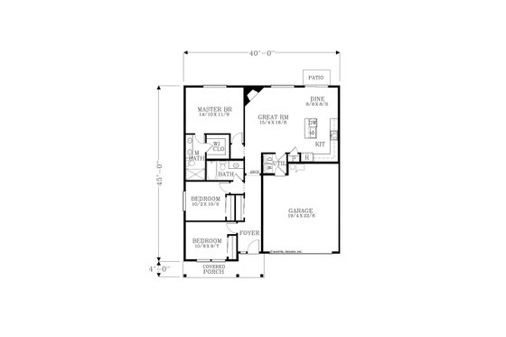 Floor Plan - Main Floor for Craftsman House Plan #53-738 - 3 bed, 2 bath