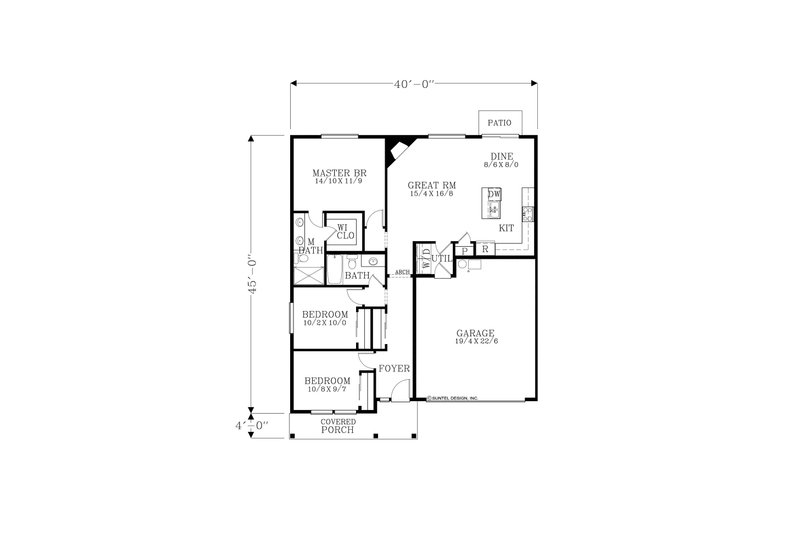 House Blueprint - Floor Plan - Main Floor for Craftsman House Plan #53-738 - 3 bed, 2 bath