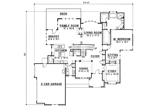 Floor Plan - Main Floor for Traditional House Plan #67-710 - 5 bed, 3 bath