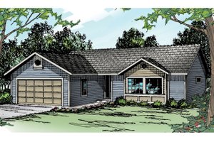 Ranch Exterior - Front Elevation Plan #124-286