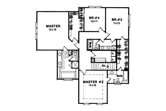 Floor Plan - Upper Floor for Traditional House Plan #41-172 - 4 bed, 3.5 bath
