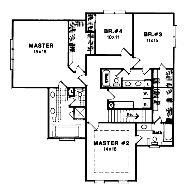 House Design - Traditional Floor Plan - Upper Floor Plan #41-172