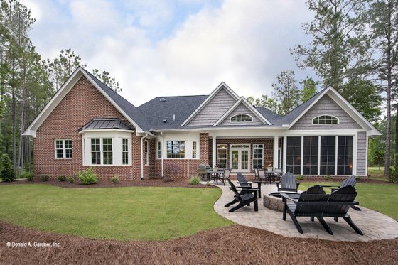 Exterior - Rear Elevation for European House Plan #929-25 - 4 bed, 3 bath