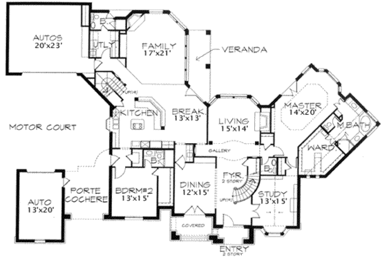 Floor Plan - Main Floor for European House Plan #141-141 - 5 bed, 5.5 bath