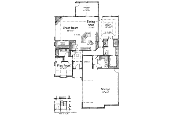 Floor Plan - Main Floor for European House Plan #20-1598 - 2 bed, 2 bath