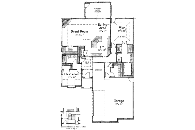 House Plan Design - Floor Plan - Main Floor for European House Plan #20-1598 - 2 bed, 2 bath