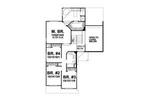 Floor Plan - Upper Floor for Traditional House Plan #50-287 - 4 bed, 2.5 bath