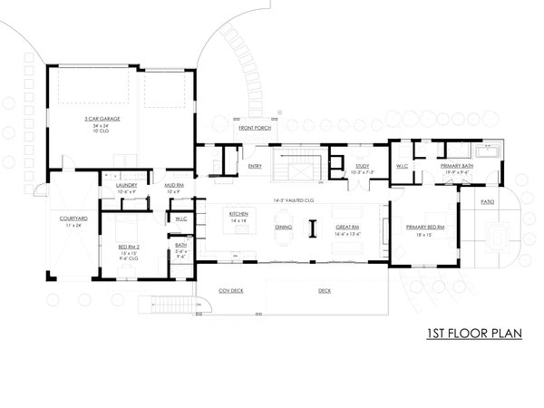 Architectural House Design - Ranch Floor Plan - Main Floor Plan #1042-26