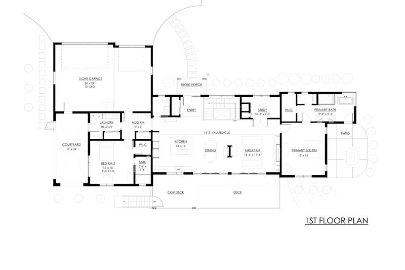 House Blueprint - Floor Plan - Main Floor for Ranch House Plan #1042-26 - 3 bed, 3.5 bath