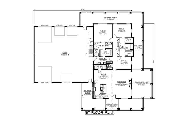 House Blueprint - Floor Plan - Main Floor for Country House Plan #1064-279 - 3 bed, 2.5 bath