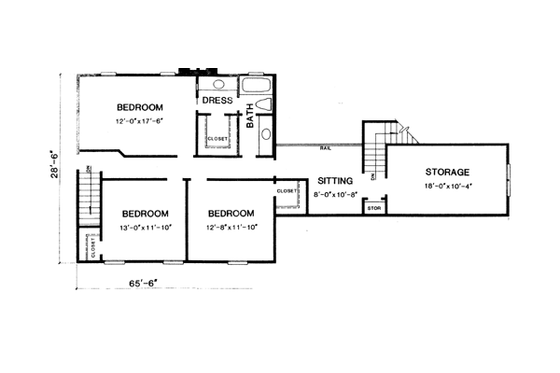 Floor Plan - Upper Floor for Country House Plan #10-258 - 4 bed, 2.5 bath