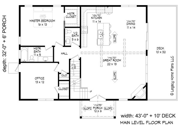 Southern Floor Plan - Main Floor Plan #932-840