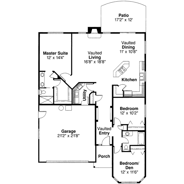 Architectural House Design - Traditional Floor Plan - Main Floor Plan #124-358