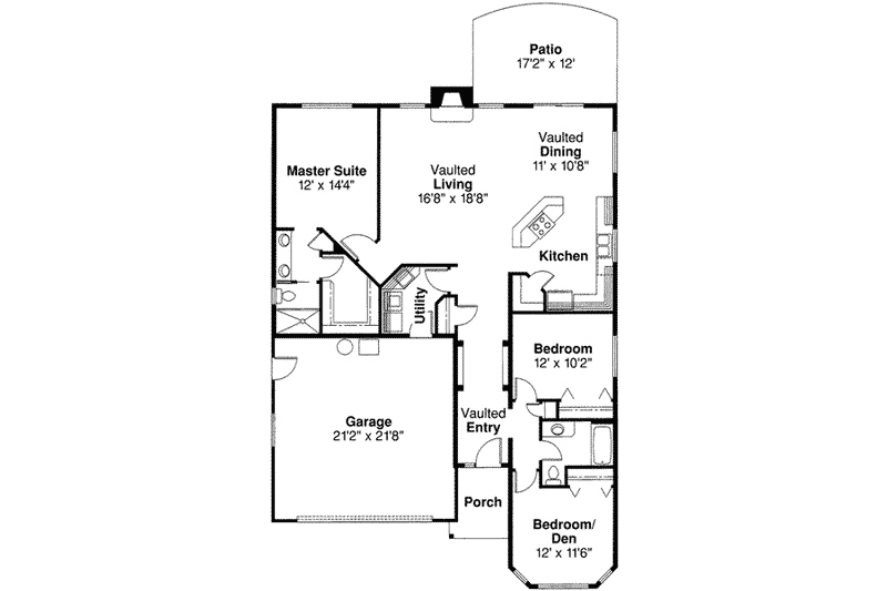 Home Plan - Floor Plan - Main Floor for Traditional House Plan #124-358 - 3 bed, 2 bath