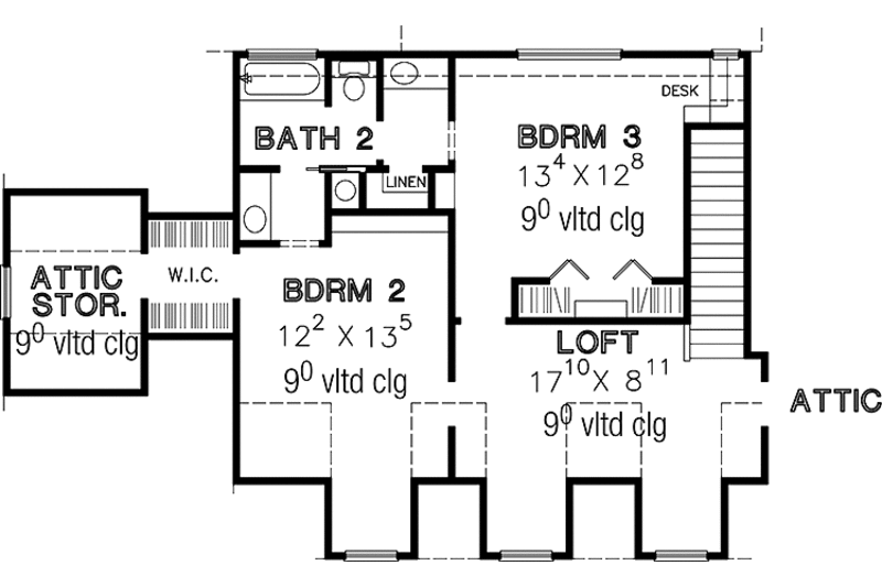 Dream House Plan - Floor Plan - Upper Floor for Country House Plan #472-355 - 4 bed, 3 bath
