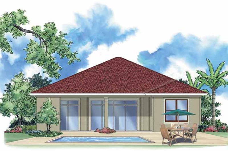 Home Plan - Exterior - Rear Elevation for Mediterranean House Plan #930-392 - 2 bed, 2 bath