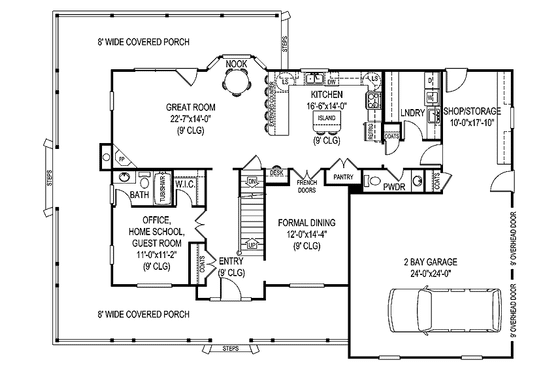 Floor Plan - Main Floor for Country House Plan #11-267 - 4 bed, 3.5 bath