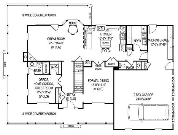 House Plan Design - Country Floor Plan - Main Floor Plan #11-267