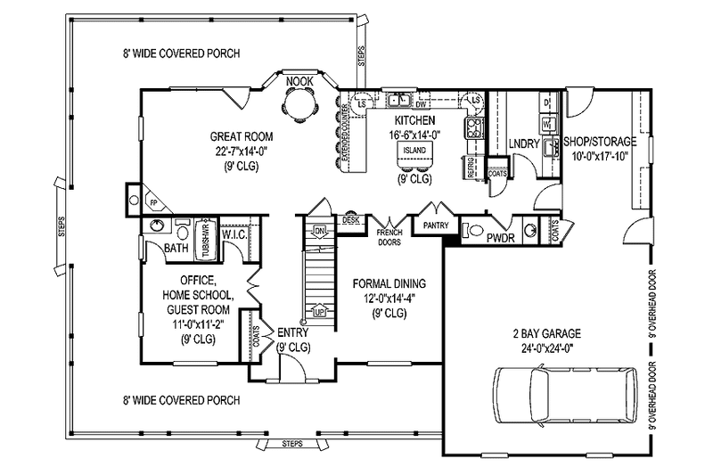 Home Plan - Floor Plan - Main Floor for Country House Plan #11-267 - 4 bed, 3.5 bath