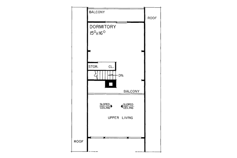 House Design - Floor Plan - Upper Floor House Plan #72-533 - 2 bed, 1 bath