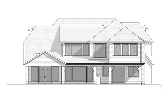 Exterior - Rear Elevation for European House Plan #1086-21 - 5 bed, 5 bath