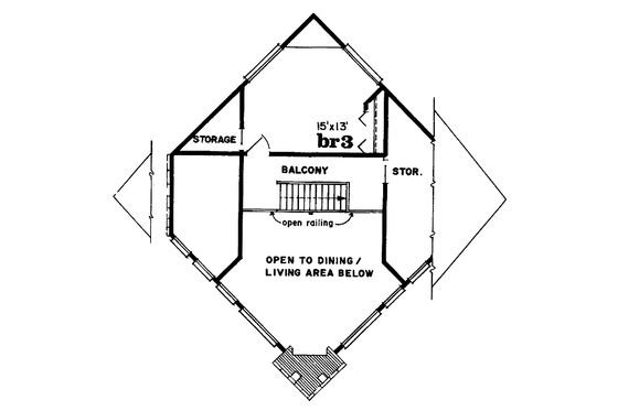 Floor Plan - Upper Floor for Contemporary House Plan #47-362 - 3 bed, 1 bath