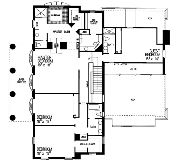 Architectural House Design - Classical Floor Plan - Upper Floor Plan #72-817